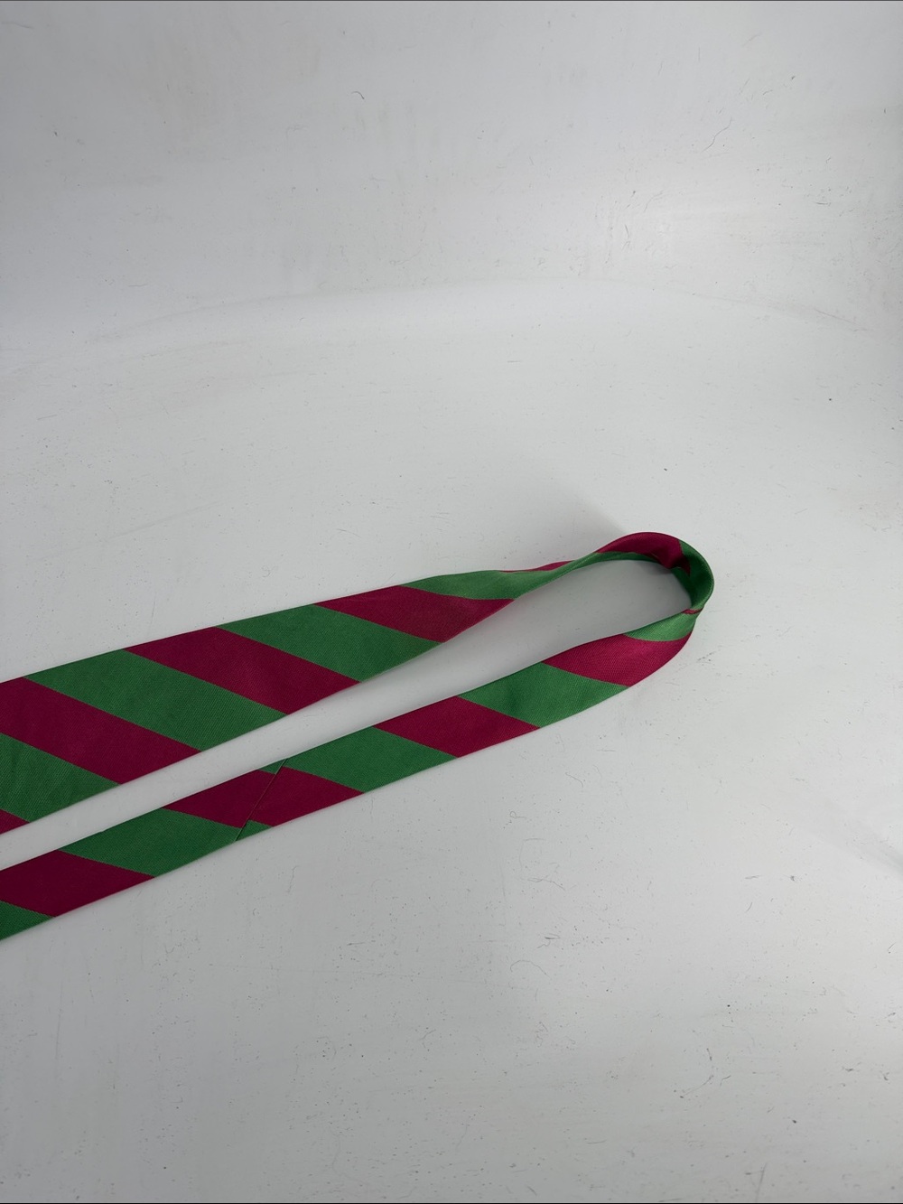 J. Crew 100% silk pink and green candy cane striped neck tie - Picture 4 of 4